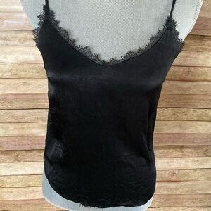 Black Lace Strappy Tank Top